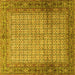 Square Machine Washable Persian Yellow Traditional Rug, wshtr4018yw