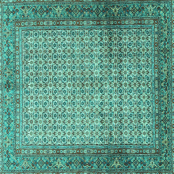 Square Machine Washable Persian Turquoise Traditional Area Rugs, wshtr4018turq