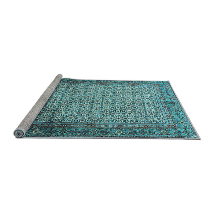 Sideview of Machine Washable Persian Light Blue Traditional Rug, wshtr4018lblu
