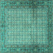 Square Persian Turquoise Traditional Rug, tr4018turq