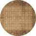 Round Persian Brown Traditional Rug, tr4018brn