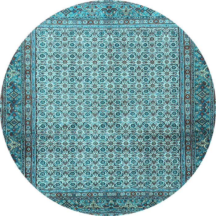 Round Machine Washable Persian Light Blue Traditional Rug, wshtr4018lblu
