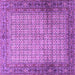 Square Machine Washable Persian Purple Traditional Area Rugs, wshtr4018pur