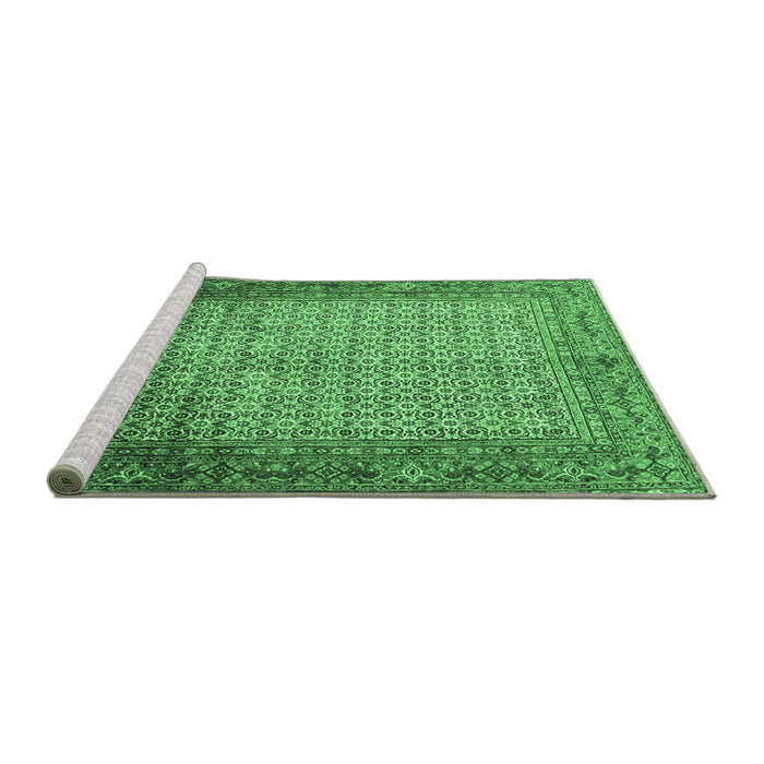 Sideview of Machine Washable Persian Emerald Green Traditional Area Rugs, wshtr4018emgrn