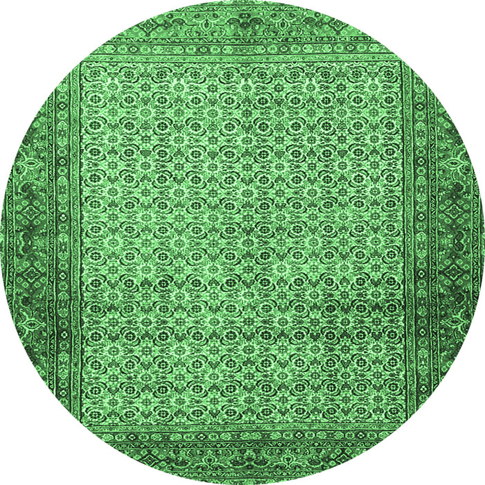 Round Persian Emerald Green Traditional Rug, tr4018emgrn