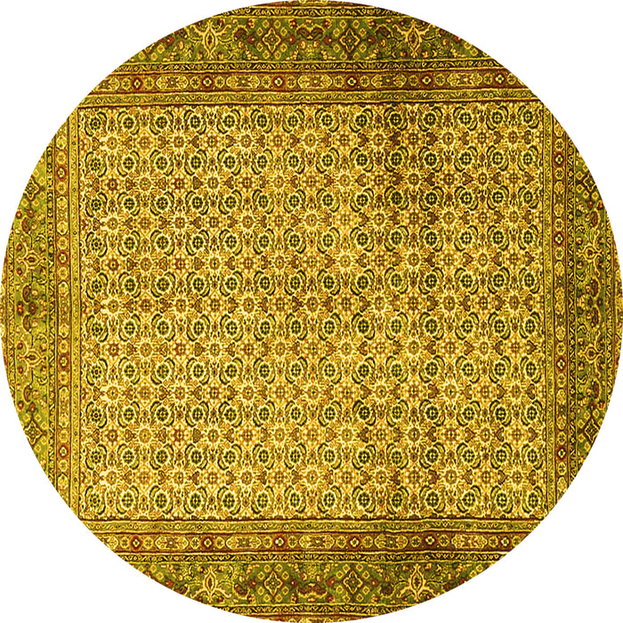 Round Persian Yellow Traditional Rug, tr4018yw