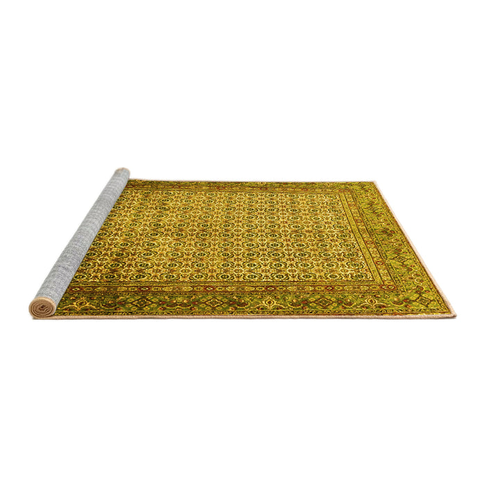Sideview of Machine Washable Persian Yellow Traditional Rug, wshtr4018yw