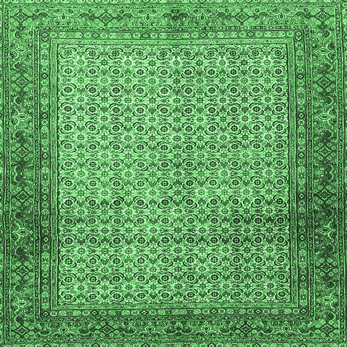 Square Machine Washable Persian Emerald Green Traditional Area Rugs, wshtr4018emgrn