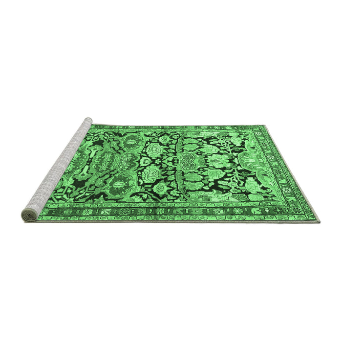 Sideview of Machine Washable Persian Emerald Green Traditional Area Rugs, wshtr4019emgrn