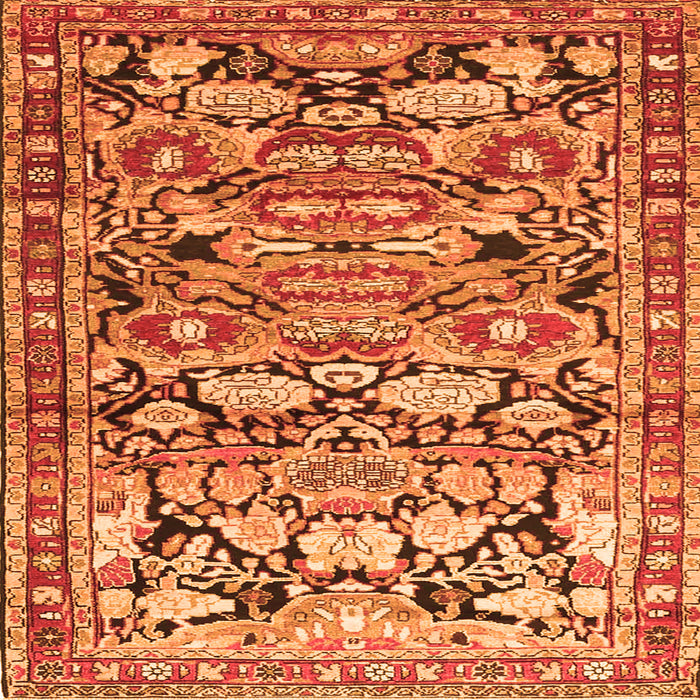 Round Machine Washable Persian Orange Traditional Area Rugs, wshtr4019org