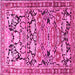 Square Machine Washable Persian Pink Traditional Rug, wshtr4019pnk