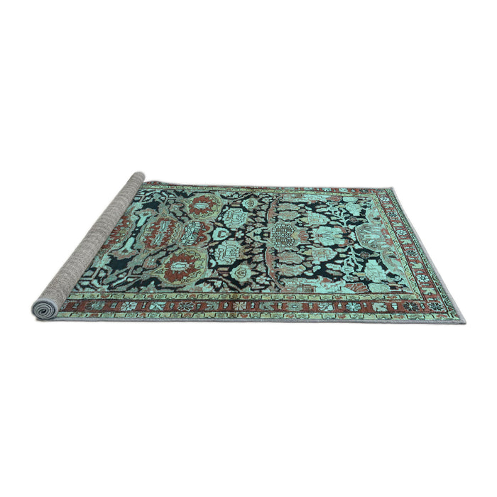 Sideview of Machine Washable Persian Light Blue Traditional Rug, wshtr4019lblu