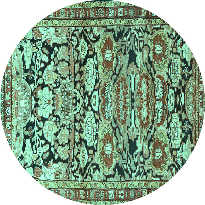 Round Persian Turquoise Traditional Rug, tr4019turq