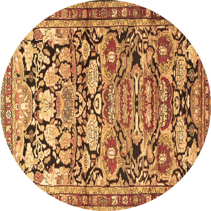 Round Persian Brown Traditional Rug, tr4019brn