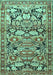 Machine Washable Persian Turquoise Traditional Area Rugs, wshtr4019turq