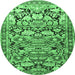 Round Persian Emerald Green Traditional Rug, tr4019emgrn