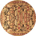 Round Machine Washable Persian Brown Traditional Rug, wshtr4019brn