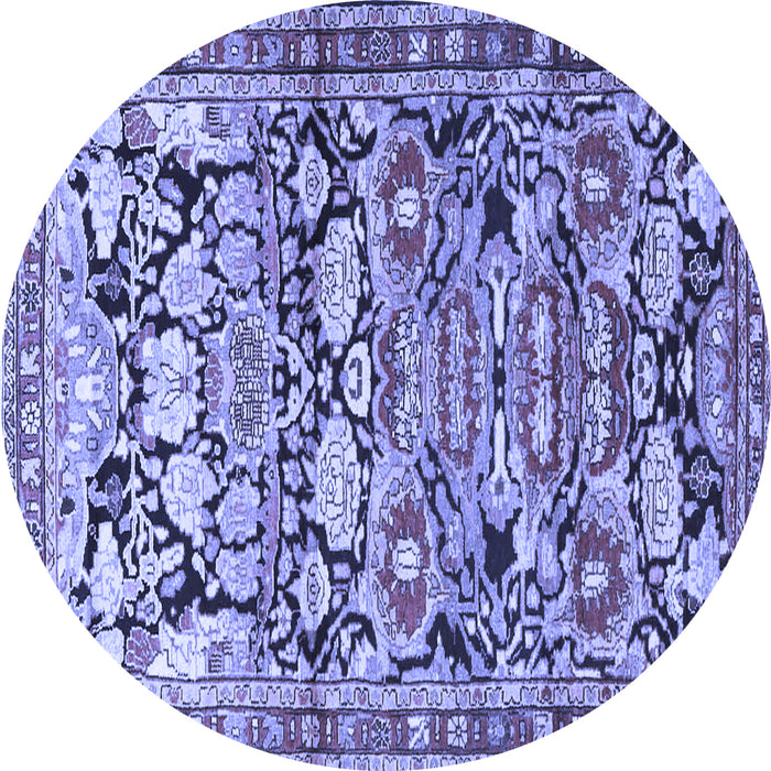 Round Machine Washable Persian Blue Traditional Rug, wshtr4019blu