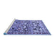 Sideview of Machine Washable Persian Blue Traditional Rug, wshtr4019blu