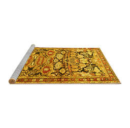 Sideview of Machine Washable Persian Yellow Traditional Rug, wshtr4019yw