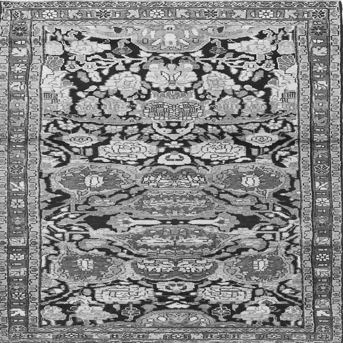 Round Machine Washable Persian Gray Traditional Rug, wshtr4019gry