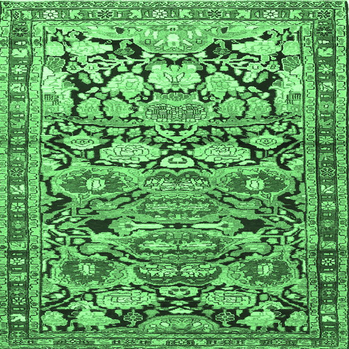 Square Machine Washable Persian Emerald Green Traditional Area Rugs, wshtr4019emgrn