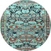 Round Persian Light Blue Traditional Rug, tr4019lblu