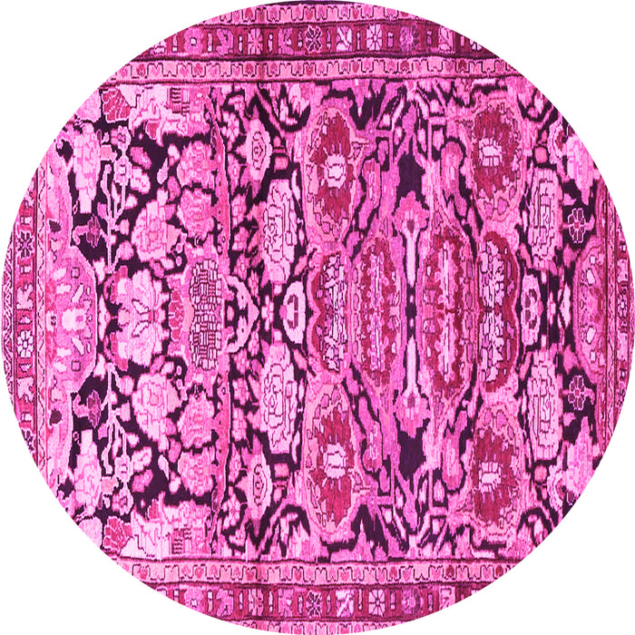 Round Persian Pink Traditional Rug, tr4019pnk