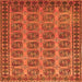 Round Machine Washable Southwestern Orange Country Area Rugs, wshtr401org