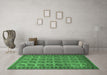 Machine Washable Southwestern Emerald Green Country Area Rugs in a Living Room,, wshtr401emgrn