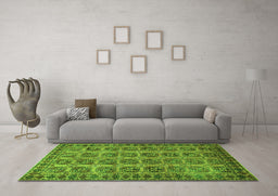 Machine Washable Southwestern Green Country Area Rugs in a Living Room,, wshtr401grn
