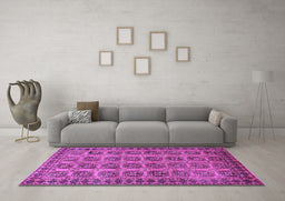 Machine Washable Southwestern Purple Country Area Rugs in a Living Room, wshtr401pur