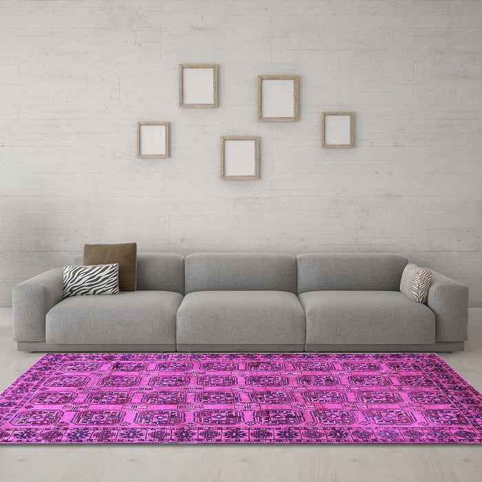 Machine Washable Southwestern Purple Country Area Rugs in a Living Room, wshtr401pur