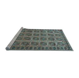 Sideview of Machine Washable Southwestern Light Blue Country Rug, wshtr401lblu