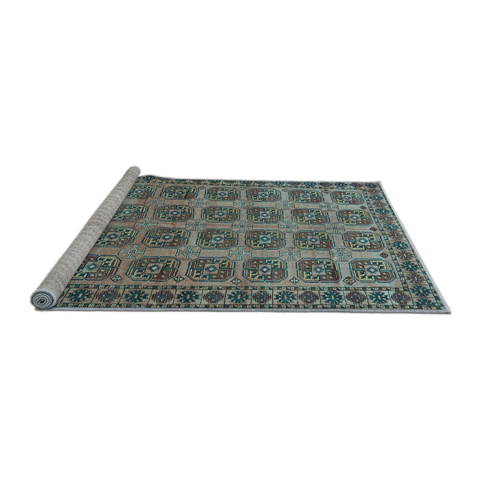 Sideview of Machine Washable Southwestern Light Blue Country Rug, wshtr401lblu