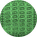 Round Southwestern Emerald Green Country Rug, tr401emgrn