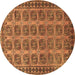 Round Machine Washable Southwestern Brown Country Rug, wshtr401brn