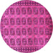 Round Machine Washable Southwestern Pink Country Rug, wshtr401pnk