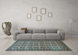 Machine Washable Southwestern Light Blue Country Rug in a Living Room, wshtr401lblu