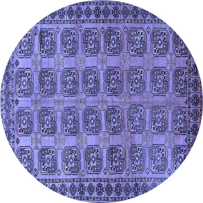 Round Southwestern Blue Country Rug, tr401blu