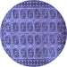 Round Southwestern Blue Country Rug, tr401blu