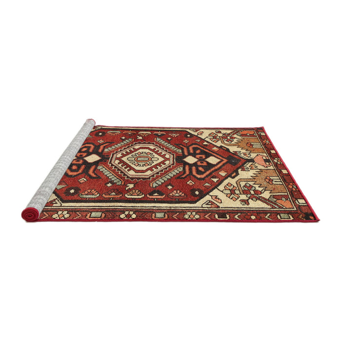 Sideview of Machine Washable Traditional Tomato Red Rug, wshtr402