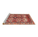 Sideview of Machine Washable Traditional Tangerine Pink Rug, wshtr4020