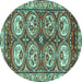 Round Persian Turquoise Traditional Rug, tr4020turq