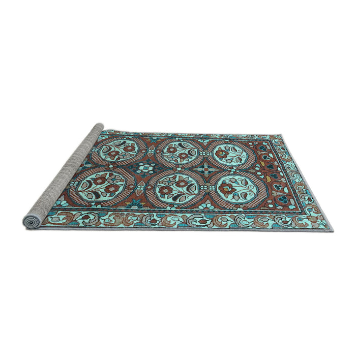 Sideview of Machine Washable Persian Light Blue Traditional Rug, wshtr4020lblu