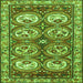 Round Machine Washable Persian Green Traditional Area Rugs, wshtr4020grn