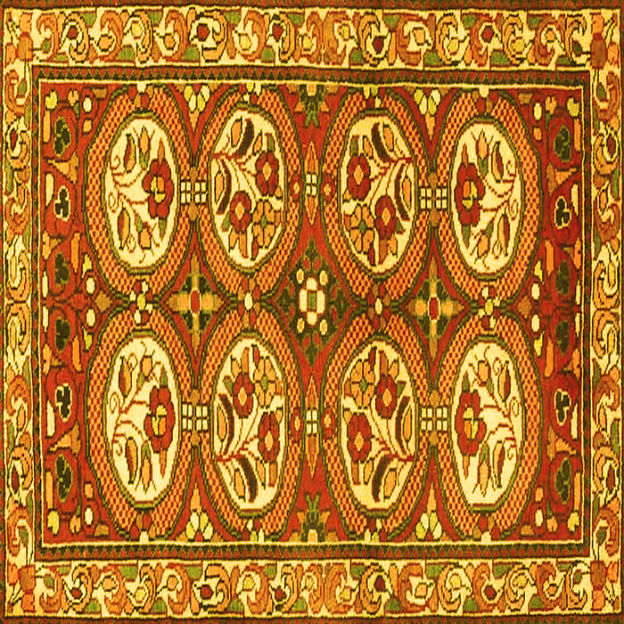 Square Machine Washable Persian Yellow Traditional Rug, wshtr4020yw