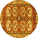 Round Persian Yellow Traditional Rug, tr4020yw