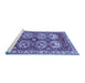 Sideview of Machine Washable Persian Blue Traditional Rug, wshtr4020blu