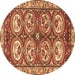 Round Machine Washable Persian Brown Traditional Rug, wshtr4020brn